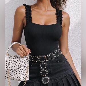 Black Sleeveless Bodysuit